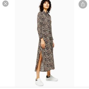 Topshop floral long open back shirt dress